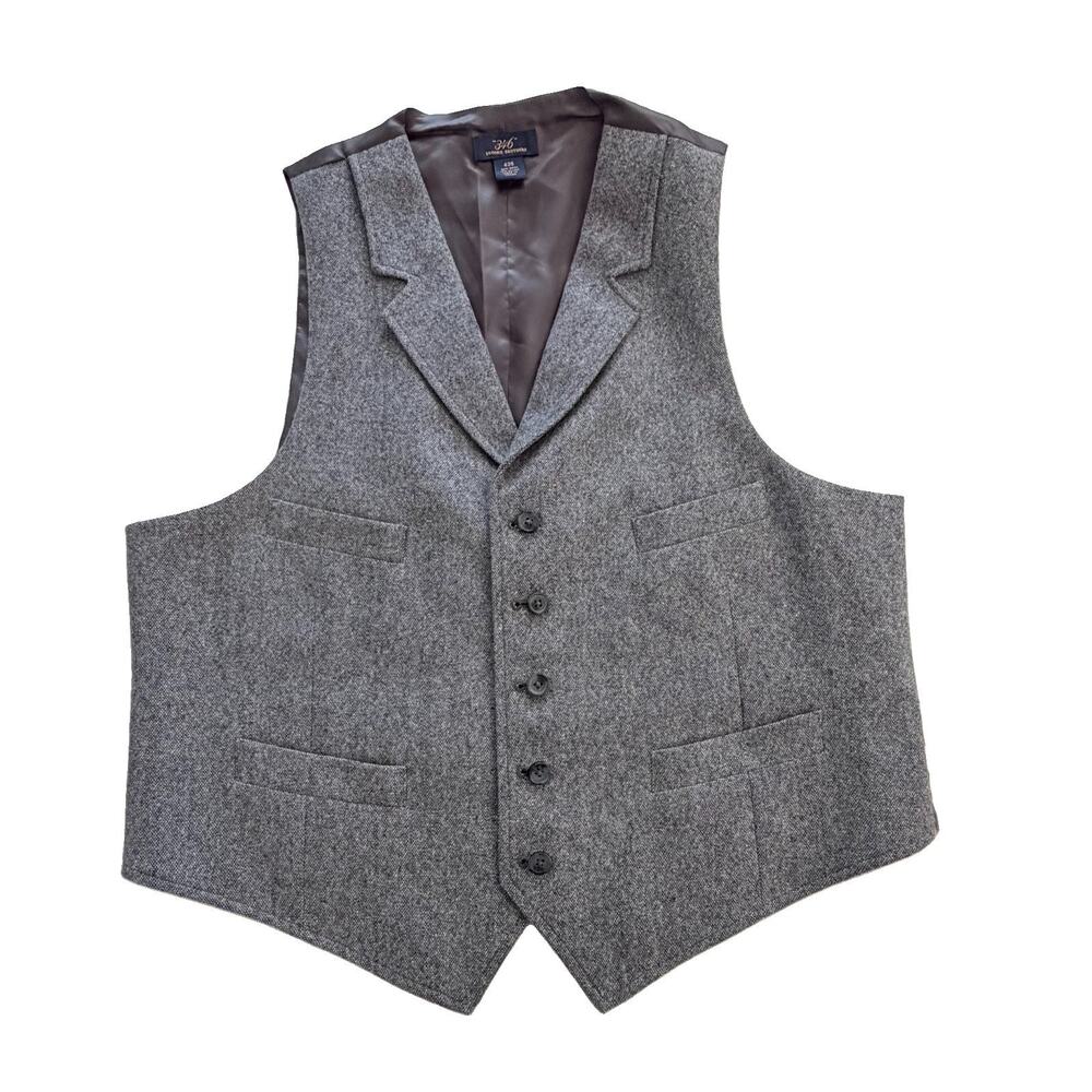 Brooks Brothers 346 Grey Wool Blend Tweed Button Mens Vest 42S